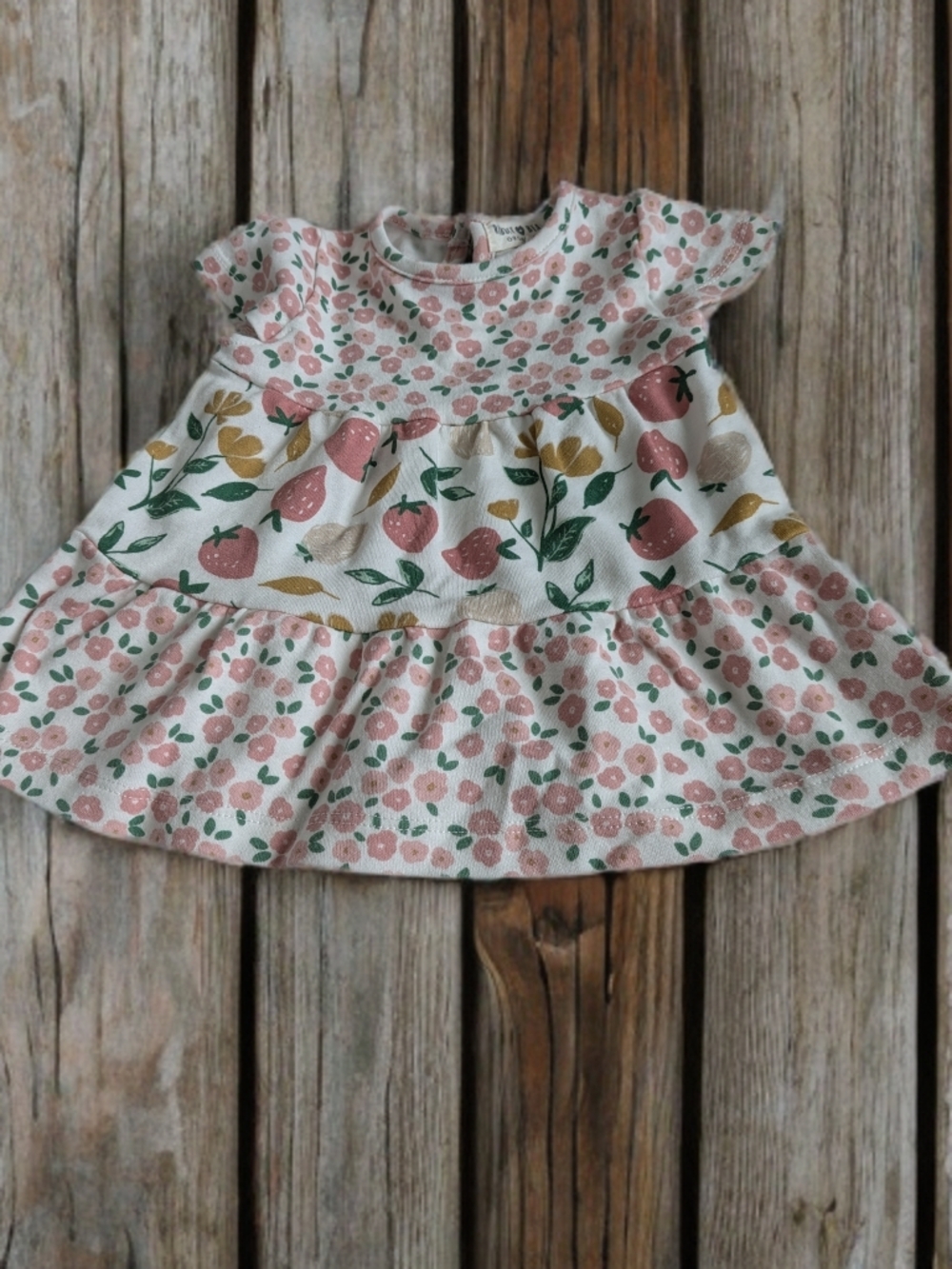 Girls' Pink Floral & Strawberry Casual Dress